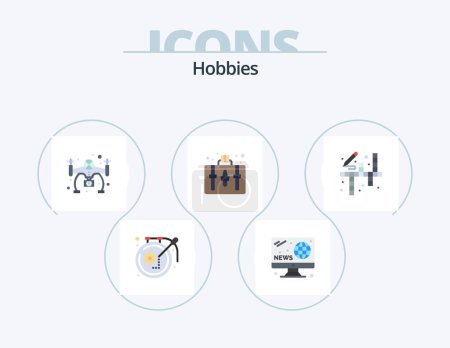 Illustration for Hobbies Flat Icon Pack 5 Icon Design. hobbies. activities. hobbies. hobby. bag - Royalty Free Image
