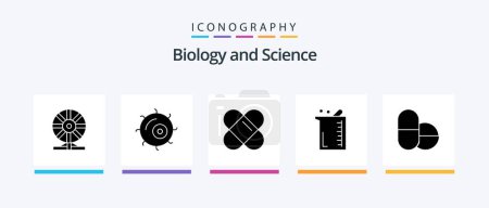 Illustration for Biology Glyph 5 Icon Pack Including . pills. patch. laboratory. biology. Creative Icons Design - Royalty Free Image