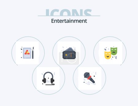 Illustration for Entertainment Flat Icon Pack 5 Icon Design. coupon. ticket. music. game. pool - Royalty Free Image