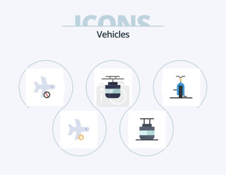 Illustration for Vehicles Flat Icon Pack 5 Icon Design. vehicles. transport. vehicles. tram. transport - Royalty Free Image