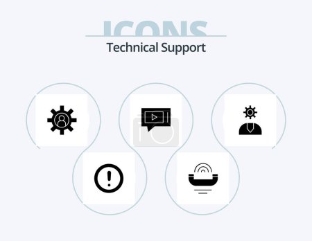 Ilustración de Soporte técnico Glyph Icon Pack 5 Icon Design. servicio. en vivo. apoyo. charla. servicio - Imagen libre de derechos