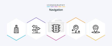 Illustration for Navigation 25 Line icon pack including info. navigation. signal. location. location - Royalty Free Image