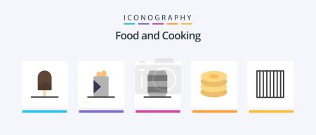 Téléchargez les illustrations : Alimentation Flat Pack de 5 icônes y compris les pâtes. la nourriture. boire. le repas. boire. Icônes créatives Design - en licence libre de droit