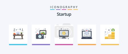Ilustración de Startup Flat 5 Icon Pack Including growth. speedup. camera. launching. ppc. Creative Icons Design - Imagen libre de derechos