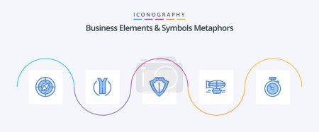 Téléchargez les illustrations : Business Elements And Symbols Metaphors Blue 5 Icon Pack Including travel. filled. sheild. balloon. air - en licence libre de droit