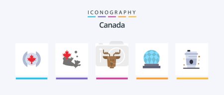 Ilustración de Canada Flat 5 Icon Pack Incluido. Bebe. Canadá. Vidrio. Ciudad. Diseño de iconos creativos - Imagen libre de derechos