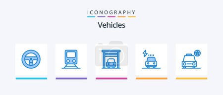 Illustration for Vehicles Blue 5 Icon Pack Including star. car. car. power. charge. Creative Icons Design - Royalty Free Image