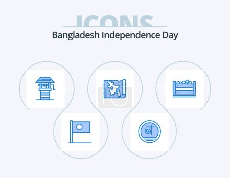 Téléchargez les illustrations : Bangladesh Independence Day Blue Icon Pack 5 Icon Design. au bangladesh. monde. les affaires. carte. Eh bien - en licence libre de droit