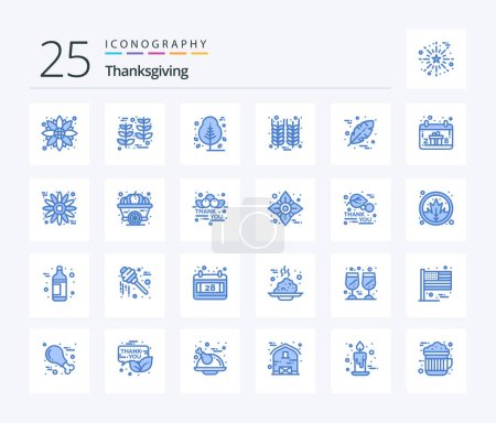 Téléchargez les illustrations : Thanksgiving 25 Blue Color icon pack including leaf. wheat. thanks day. thanksgiving. bottle - en licence libre de droit