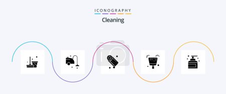 Ilustración de Cleaning Glyph 5 Icon Pack Including keeping. cleaning. bathroom. sweep. broom - Imagen libre de derechos