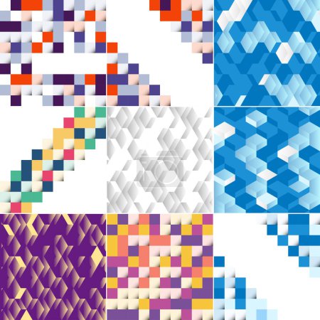 Illustration for Seamless pattern of colorful blocks with shadow EPS10 vector; pack of 9 available - Royalty Free Image