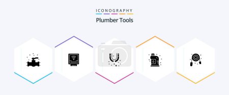 Illustration for Plumber 25 Glyph icon pack including mechanical. plumbing. leak. plumber. cleaner - Royalty Free Image