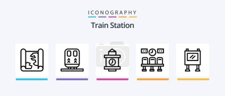 Illustration for Train Station Line 5 Icon Pack Including petrol. car. station. train. sign. Creative Icons Design - Royalty Free Image