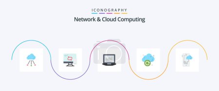 Illustration for Network And Cloud Computing Flat 5 Icon Pack Including mobile. cloud. laptop. technology. refresh - Royalty Free Image