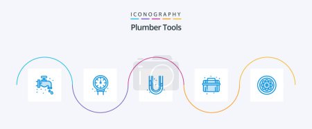 Illustration for Plumber Blue 5 Icon Pack Including mechanical. system. mechanical. plumbing. mechanical - Royalty Free Image