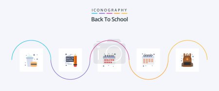 Illustration for Back To School Flat 5 Icon Pack Including . school. calendar. education. student - Royalty Free Image