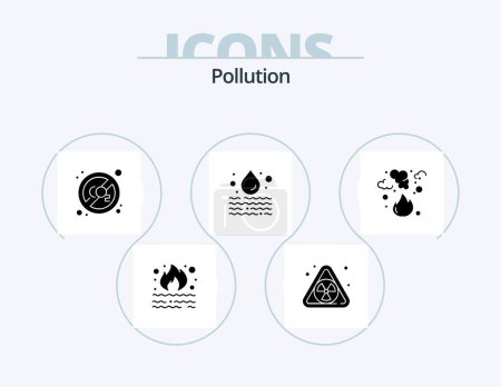 Illustration for Pollution Glyph Icon Pack 5 Icon Design. . . fire. waste. nuclear - Royalty Free Image