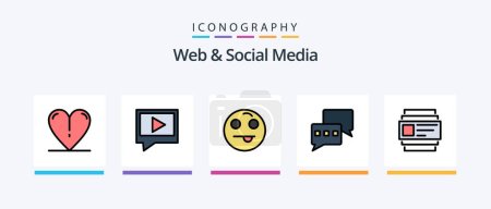 Ilustración de Web And Social Media Line Filled 5 Icon Pack Including mobile . open. mail .. Creative Icons Design - Imagen libre de derechos