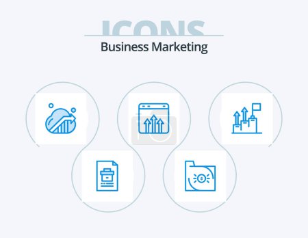 Téléchargez les illustrations : Business Marketing Blue Icon Pack 5 Icône Design. graphique. les affaires. document. commercialisation - en licence libre de droit