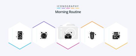Illustration for Morning Routine 25 Glyph icon pack including cup. starbucks. morning. cup. sink - Royalty Free Image