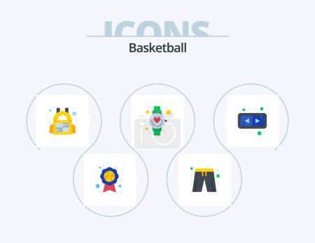 Illustration for Basketball Flat Icon Pack 5 Icon Design. . flip. barrel. arrows. heart - Royalty Free Image