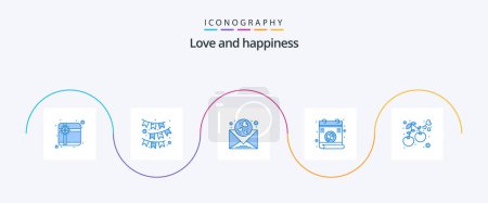 Illustration for Love Blue 5 Icon Pack Including food. berry. love. heart. love - Royalty Free Image