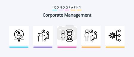Illustration for Corporate Management Line 5 Icon Pack Including document. badge. person. person. efficiency. Creative Icons Design - Royalty Free Image