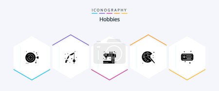Illustration for Hobbies 25 Glyph icon pack including ticket. hobbies. handcraft. paint. tailoring - Royalty Free Image