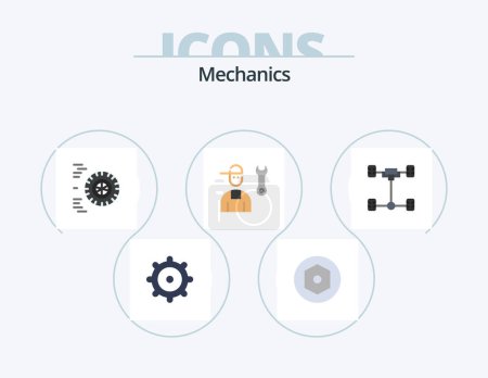 Illustration for Mechanics Flat Icon Pack 5 Icon Design. . chassis. avatar. car. service - Royalty Free Image
