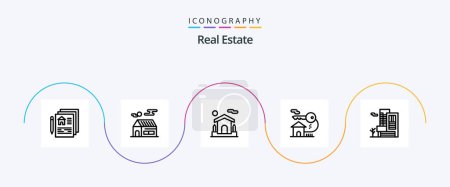 Ilustración de Real Estate Line 5 Icon Pack Including house . sun . estate. house - Imagen libre de derechos