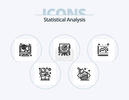 Illustration for Statistical Analysis Line Icon Pack 5 Icon Design. analysis. graph. data analyzing. finance. business - Royalty Free Image