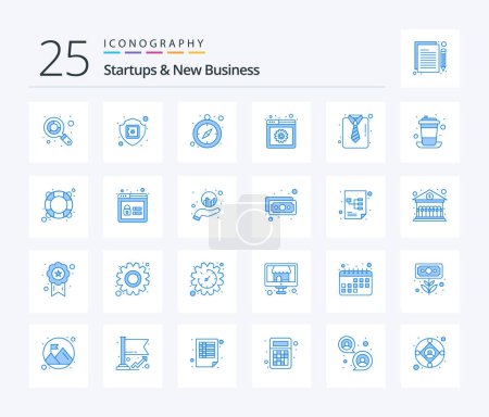 Ilustración de Paquete de iconos de Startups And New Business 25 Blue Color, incluido el traje. Corbata simple. Reloj. negocios. desarrollo web - Imagen libre de derechos
