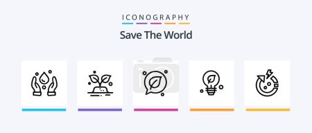 Téléchargez les illustrations : Save The World Line 5 Icon Pack Including solar. environment. iceberg. energy. garbage. Creative Icons Design - en licence libre de droit