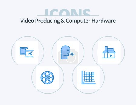 Illustration for Video Producing And Computer Hardware Blue Icon Pack 5 Icon Design. person. audio. form. movie. edit - Royalty Free Image