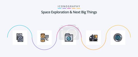 Ilustración de Space Exploration And Next Big Things Line Filled Flat 5 Icon Pack Including world. leaf. big think. digital. artificial - Imagen libre de derechos