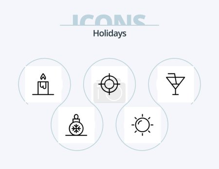 Ilustración de Holidays Line Icon Pack 5 Icon Design. .. Estrella. Fuego. navidad. vacaciones - Imagen libre de derechos