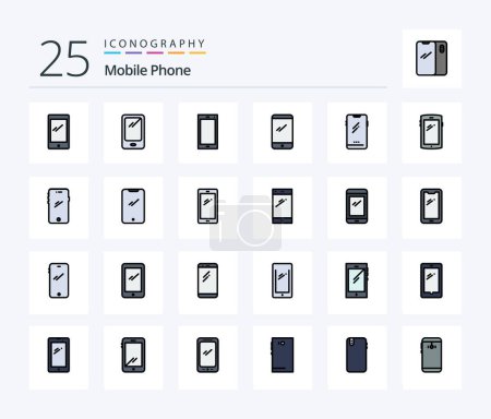 Illustration for Mobile Phone 25 Line Filled icon pack including mobile. phone. camera. back. mobile - Royalty Free Image