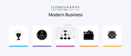 Illustration for Modern Business Glyph 5 Icon Pack Including data architecture. algorithm. employee. flowchart. resources. Creative Icons Design - Royalty Free Image