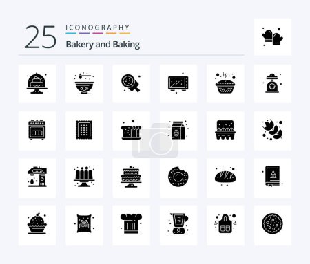 Téléchargez les illustrations : Baking 25 Solid Glyph icon pack including kitchen. cooking. food. baking. pizza - en licence libre de droit