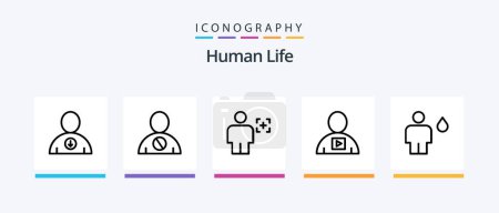 Illustration for Human Line 5 Icon Pack Including timer. body. avatar. avatar. unlocked. Creative Icons Design - Royalty Free Image