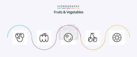 Illustration for Fruits and Vegetables Line 5 Icon Pack Including . kiwi. vegetable. healthy. fruit - Royalty Free Image