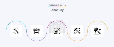 Illustration for Labor Day Glyph 5 Icon Pack Including tool. construction . blocker. labour - Royalty Free Image
