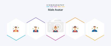 Illustration for Male Avatar 25 Flat icon pack including . man. man. business. plumber - Royalty Free Image