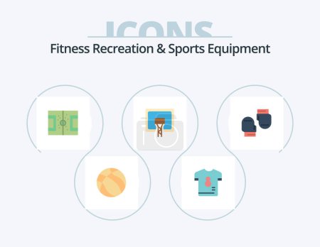 Illustration for Fitness Recreation And Sports Equipment Flat Icon Pack 5 Icon Design. board. basket. soccer. backboard. pitch - Royalty Free Image