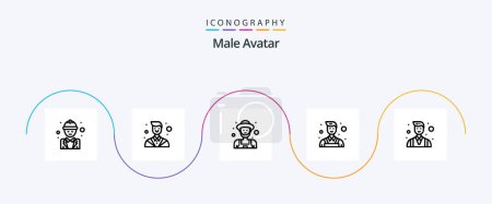 Illustration for Male Avatar Line 5 Icon Pack Including businessman. wall. lawyer. painter. old man - Royalty Free Image