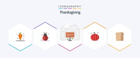 Illustration for Thanksgiving 25 Flat icon pack including harvest. crop. winter. cornucopia. thank you - Royalty Free Image