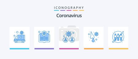 Ilustración de Coronavirus Blue 5 Icon Pack Including runny. cold. scientist. virus. people. Creative Icons Design - Imagen libre de derechos