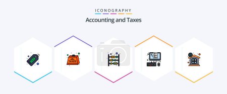 Illustration for Taxes 25 FilledLine icon pack including invoice. payment. heavy. money. duty - Royalty Free Image