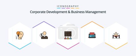 Illustration for Corporate Development And Business Management 25 FilledLine icon pack including business. team. client. person. finance - Royalty Free Image