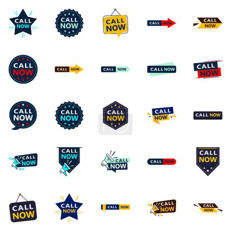 Illustration for Call Now 25 Unique Typographic Designs to drive engagement and phone calls - Royalty Free Image